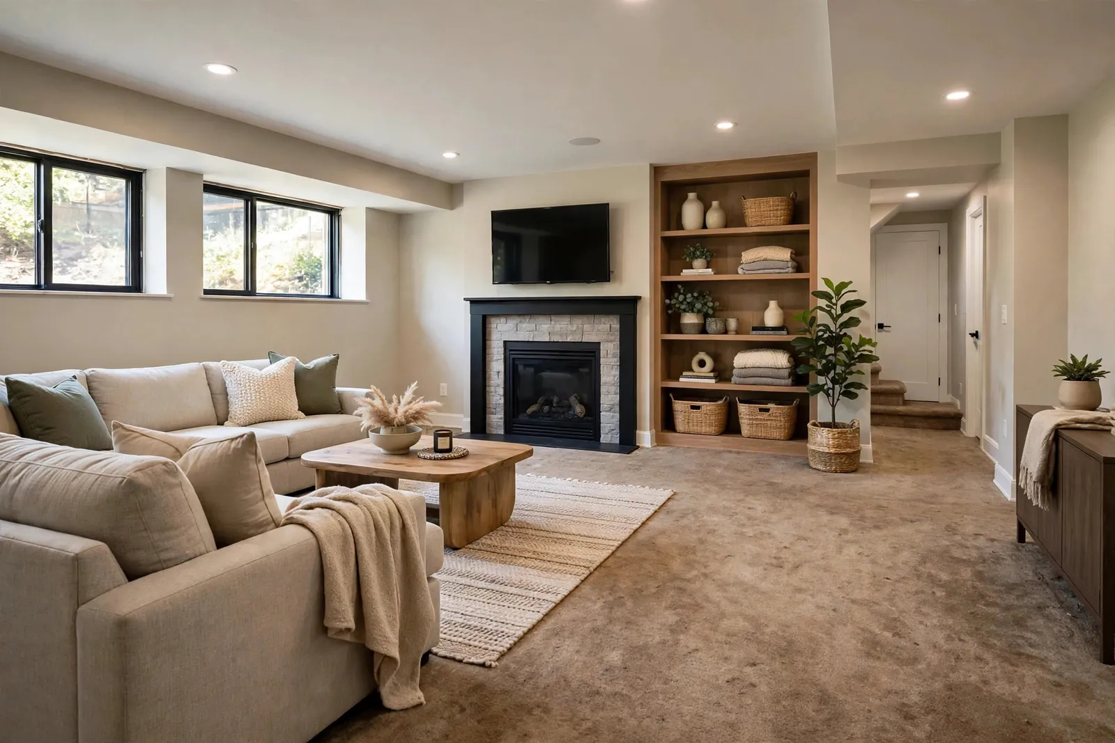 Before photo,  A Dry Rec Room Over a Dorchester Slab, by Waldorf Luxury Vinyl Plank Company