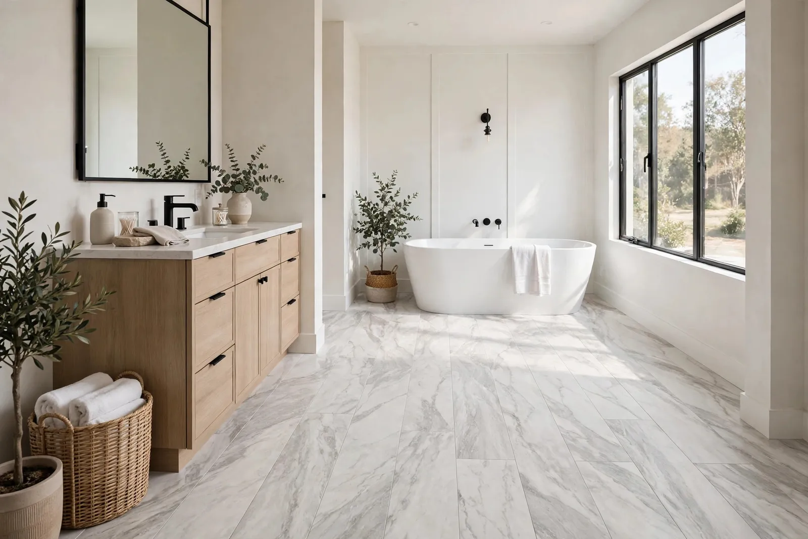 Bathroom Vinyl Tile Flooring in Waldorf, MD by Waldorf Luxury Vinyl Plank Company