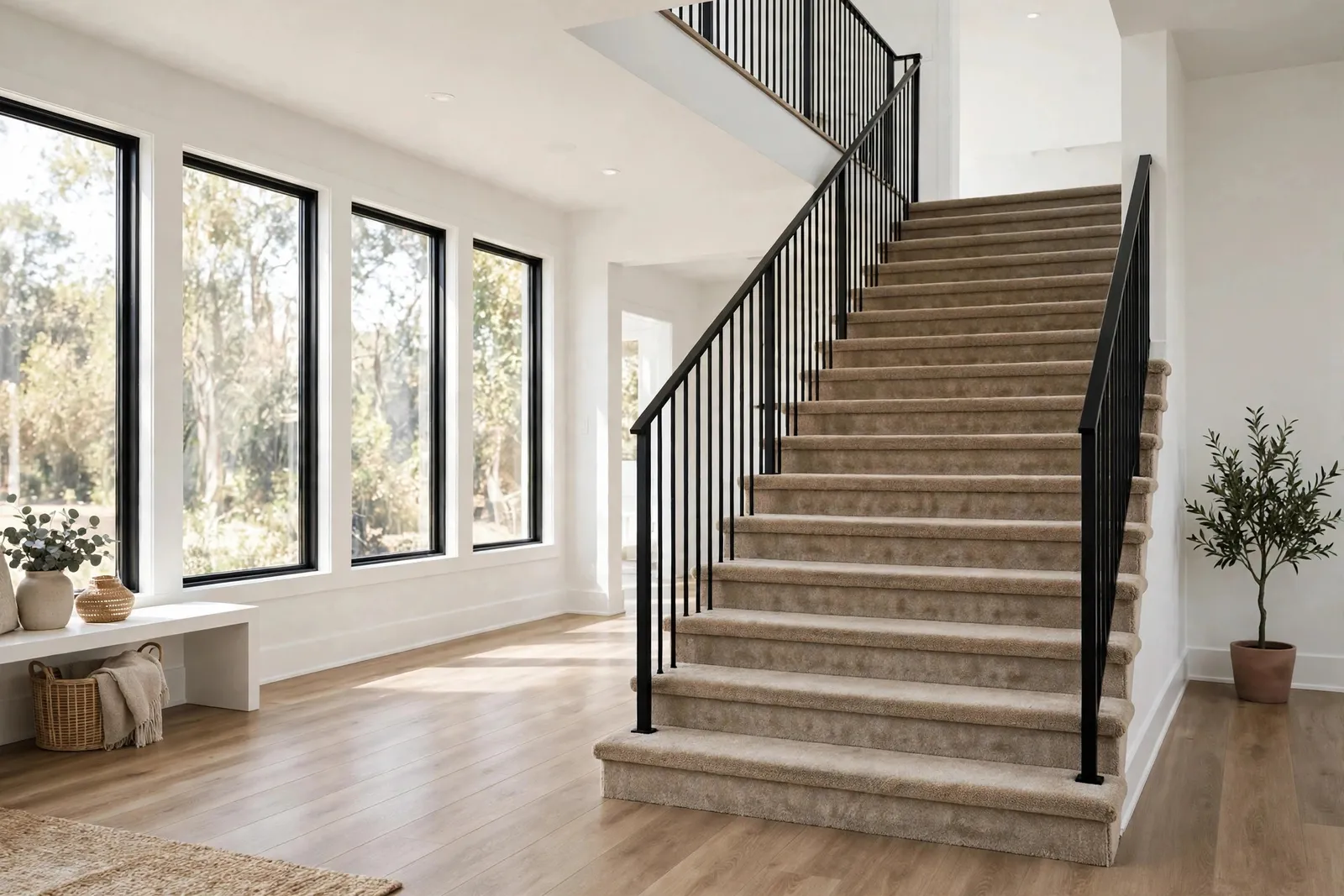 Before photo, Carpeted Staircase in Wakefield, by Waldorf Luxury Vinyl Plank Company
